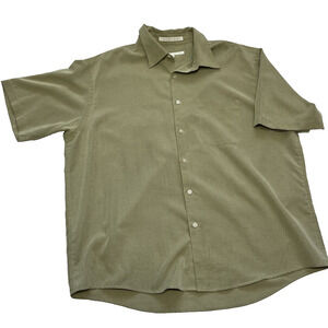 Perry Ellis Short Sleeve Button Down Shirt Green XL Casual